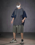 HiT38 Double Patchwork I-Tech Tee - Grey / M