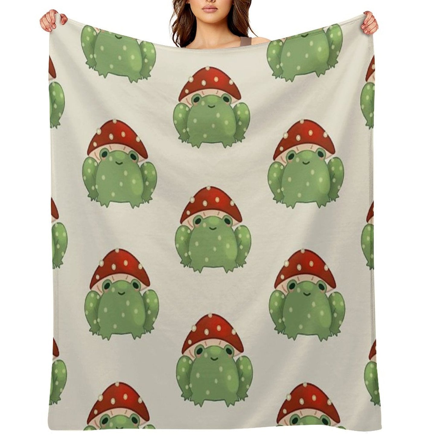 Mushroom Frog Throw Blanket