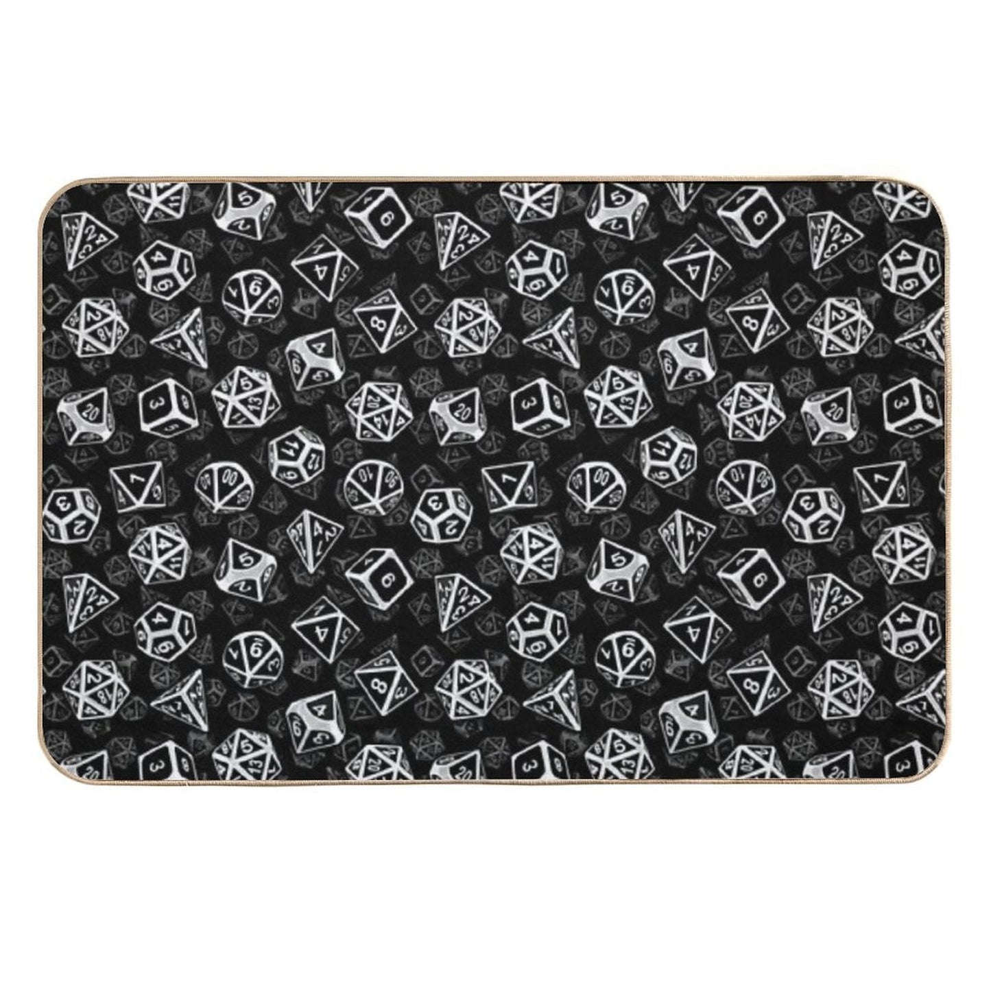 D20 Dice Set Pattern (White)  Easy To Clean Bath Mat