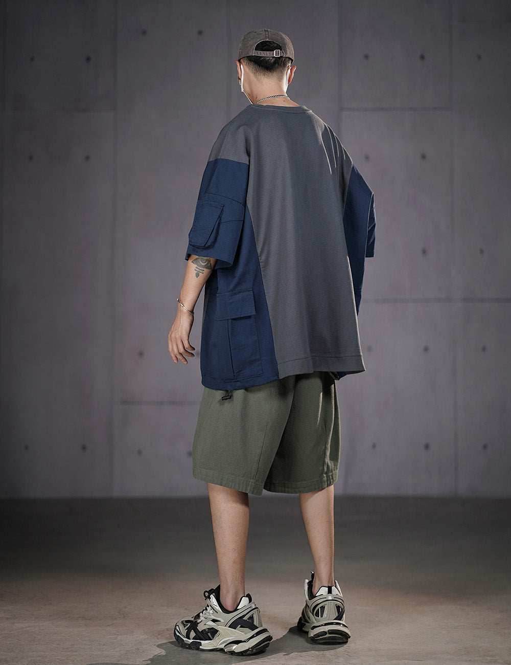 HiT38 Double Patchwork I-Tech Tee - Grey / M