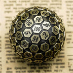Metal Single 100 Sided Polyhedral Dice (D100) | Brass Color Solid (45mm) - 