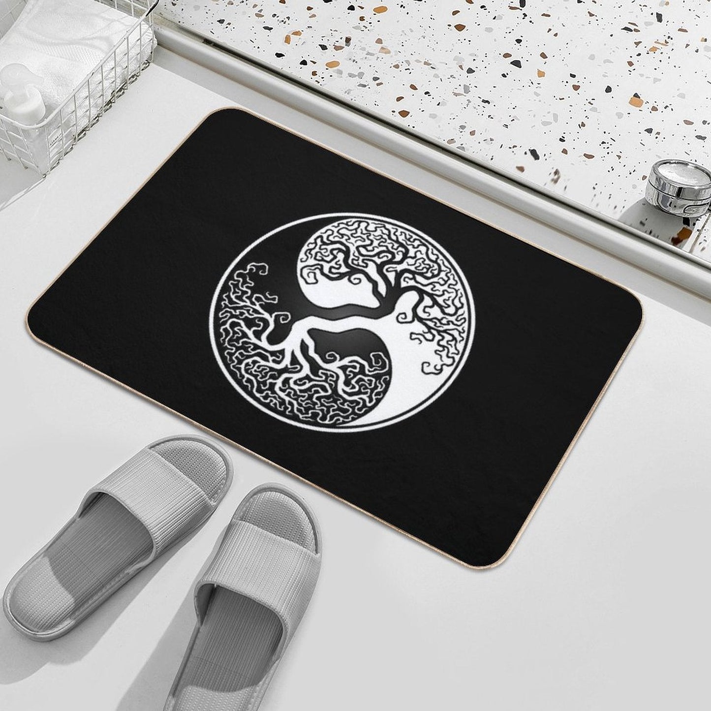 White And Black Tree of Life Yin Yang  Versatile Bath Mat