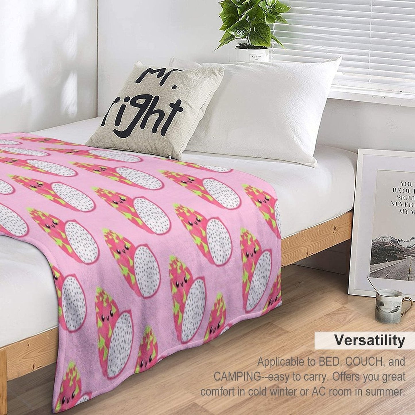 Happy Dragon Fruit Throw Blanket