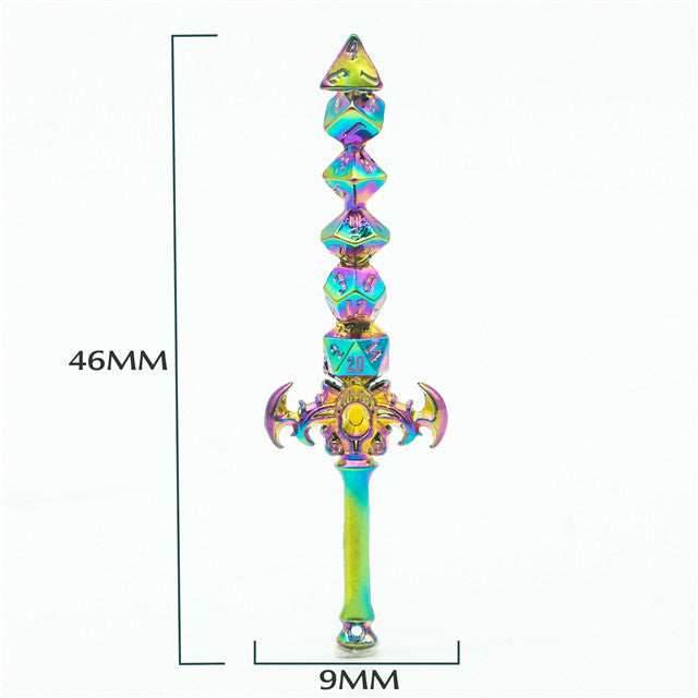 Dice Sword Rainbow 46mm x 9mm Trinket Novelty - 