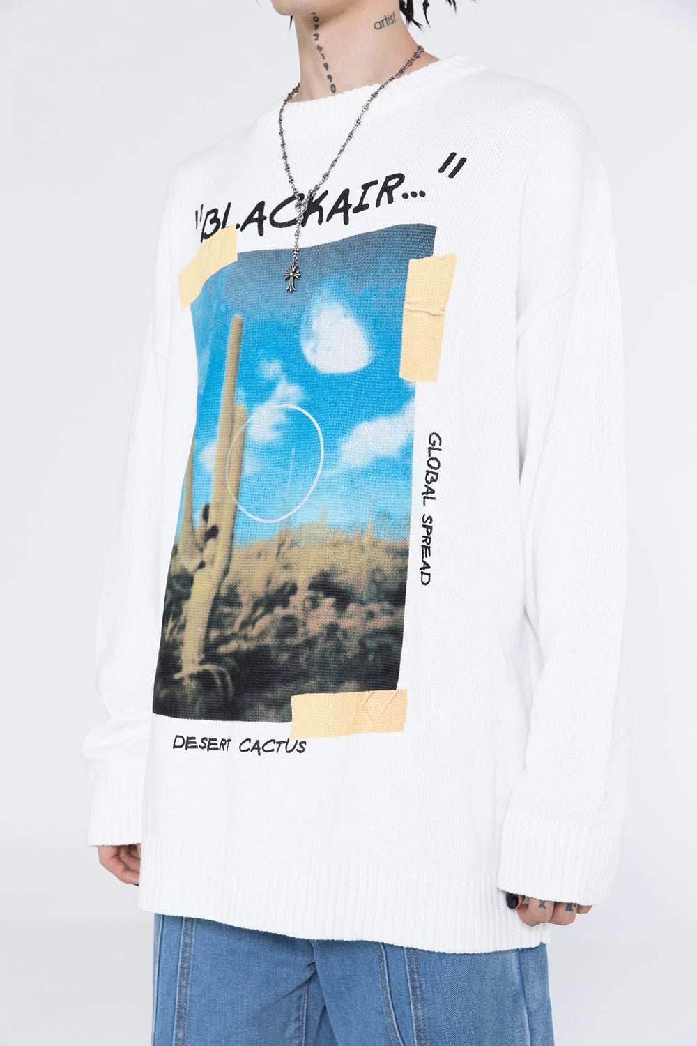 Desert Cactus Knit Sweater - Black / S