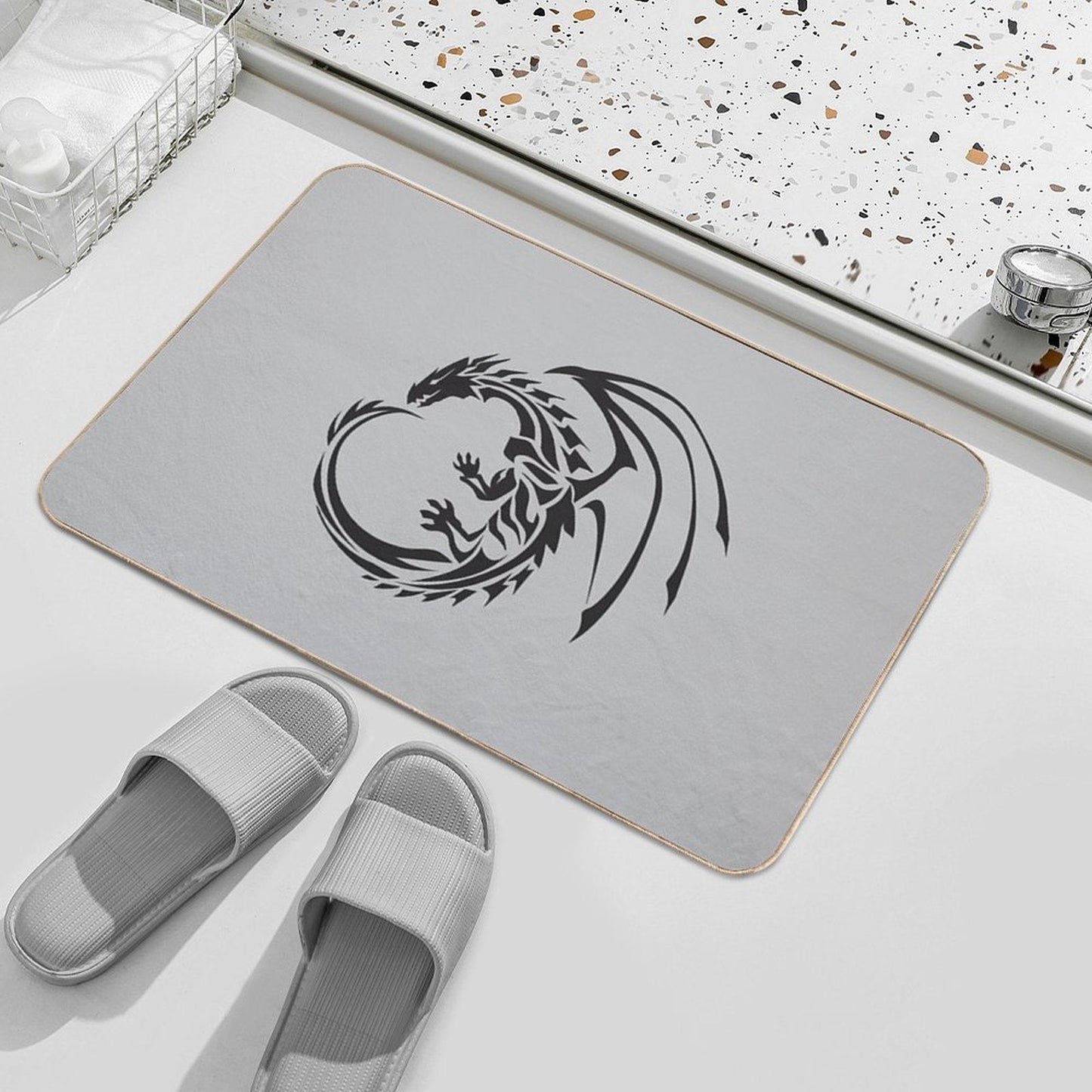 Color Art Black Dragon  Easy Maintenance Bath Mat