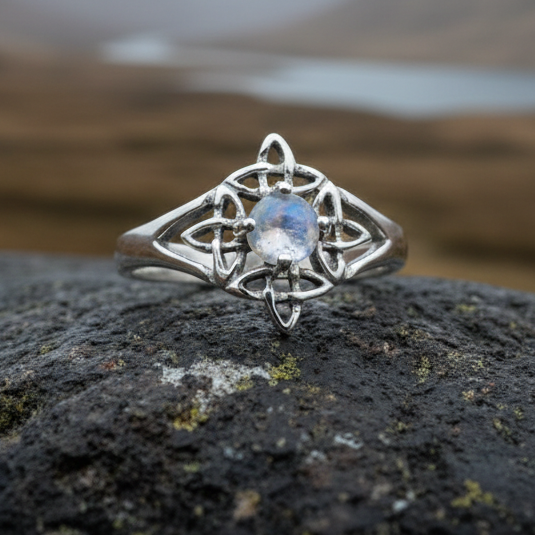 Celtic Starshine Moonstone Ring