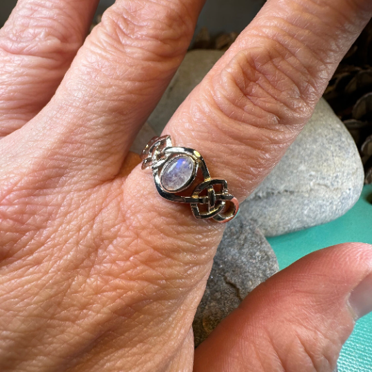 Celeste Celtic Knot Moonstone Ring