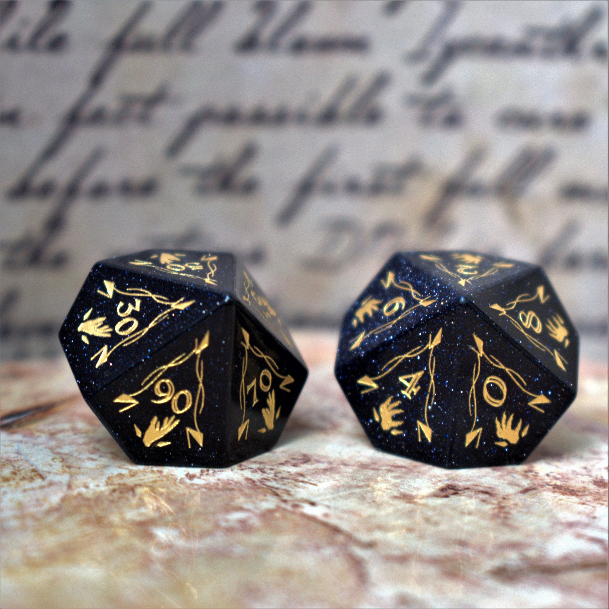 Fangs of Winter Blue Sandstone Stone Dice Set