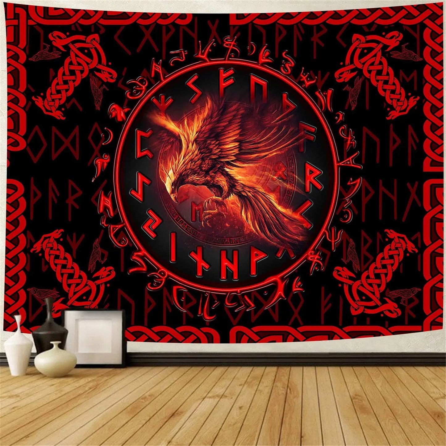 Fantasy Phoenix Bird Tapestry Red Anime Animal Hippie Tapestry Aesthetic Cool Tapestry Wall Hanging for Bedroom Dorm Home Decor