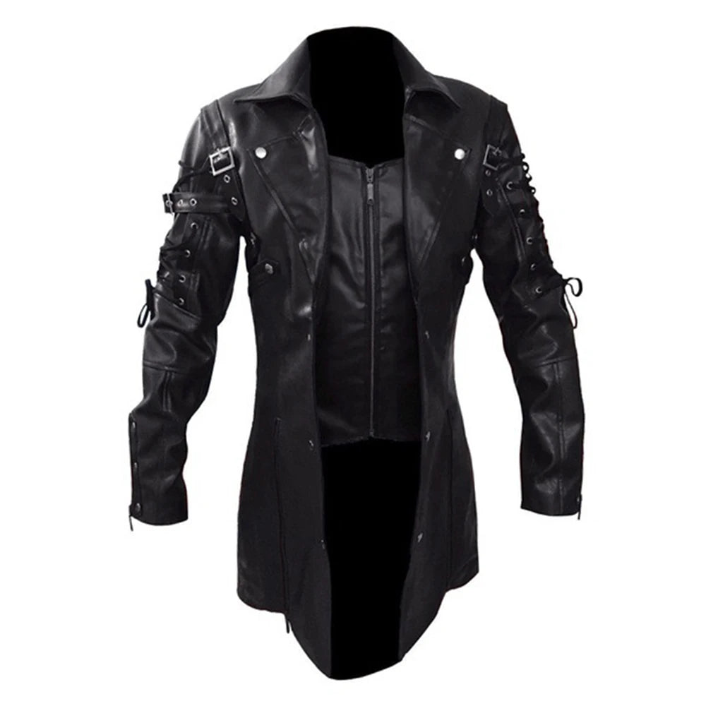 Fashion Trend Steam Cyberpunk Uninhibited Handsome Rock Roll Mens Gothic Windbreaker Motorcycle Autumn Winter Motorcycle Jacket