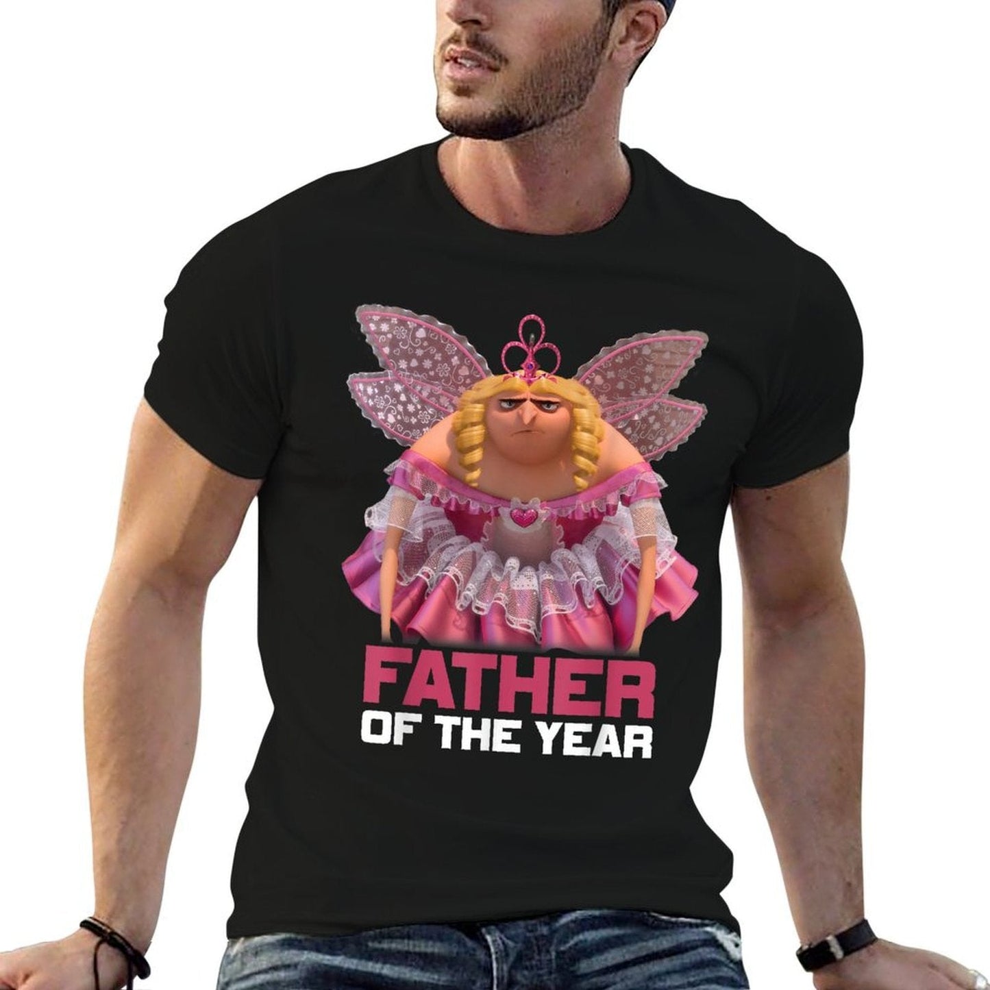 Despicable Me Minions Gru Fairy Father Graphic  Rolled Sleeves T-Shirt