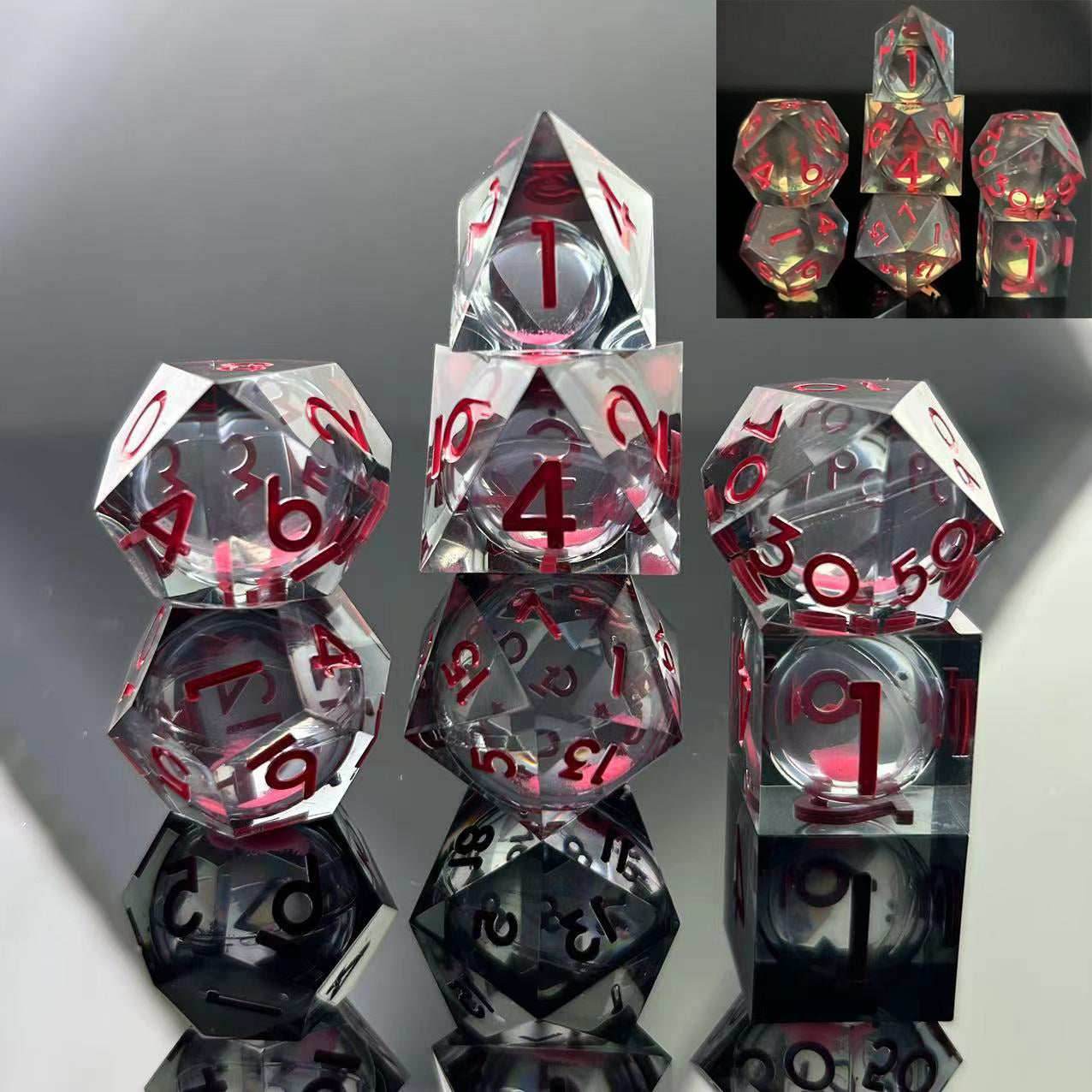 Sharp-Edged Glow in the Dark Liquid Core Dice - Midnight Rose
