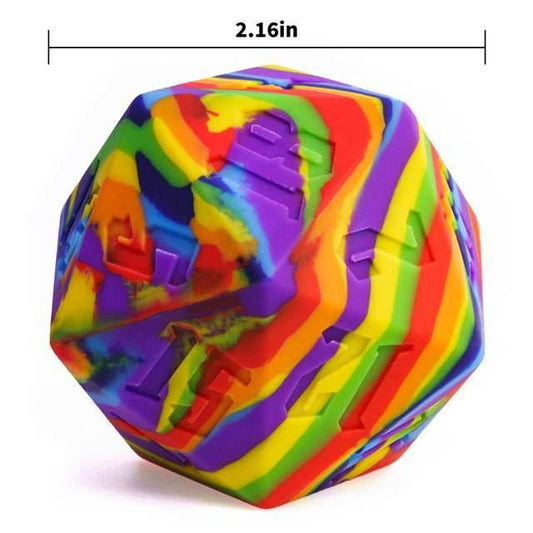 Large Rainbow Silicone d20 Dice 55mm | RPG Dice Novelty Piece - 