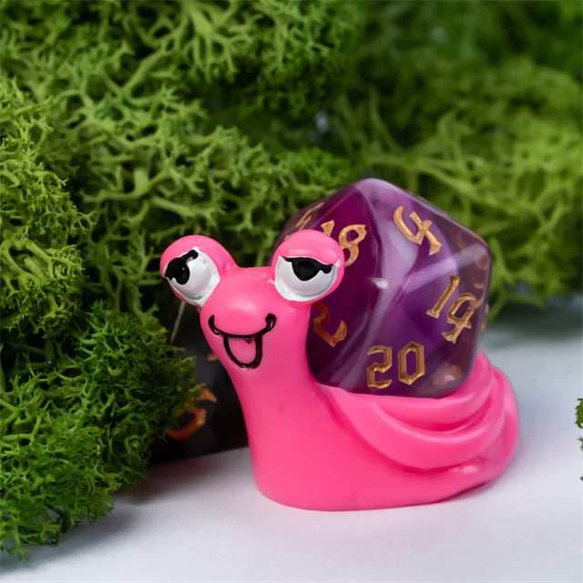 Pink Snail d20 Stand: Small Plastic Novelty Item for Dice Lovers Desks - 