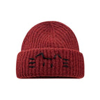 Women’s Cute Cat Line Design Knitted Hat – Warm Fall & Winter Beanie