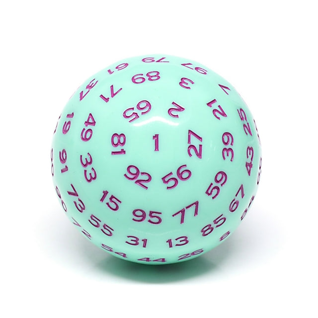 "Mint Rose" Single 100 Sided Polyhedral Dice (D100) | Mint  (45mm) Purple