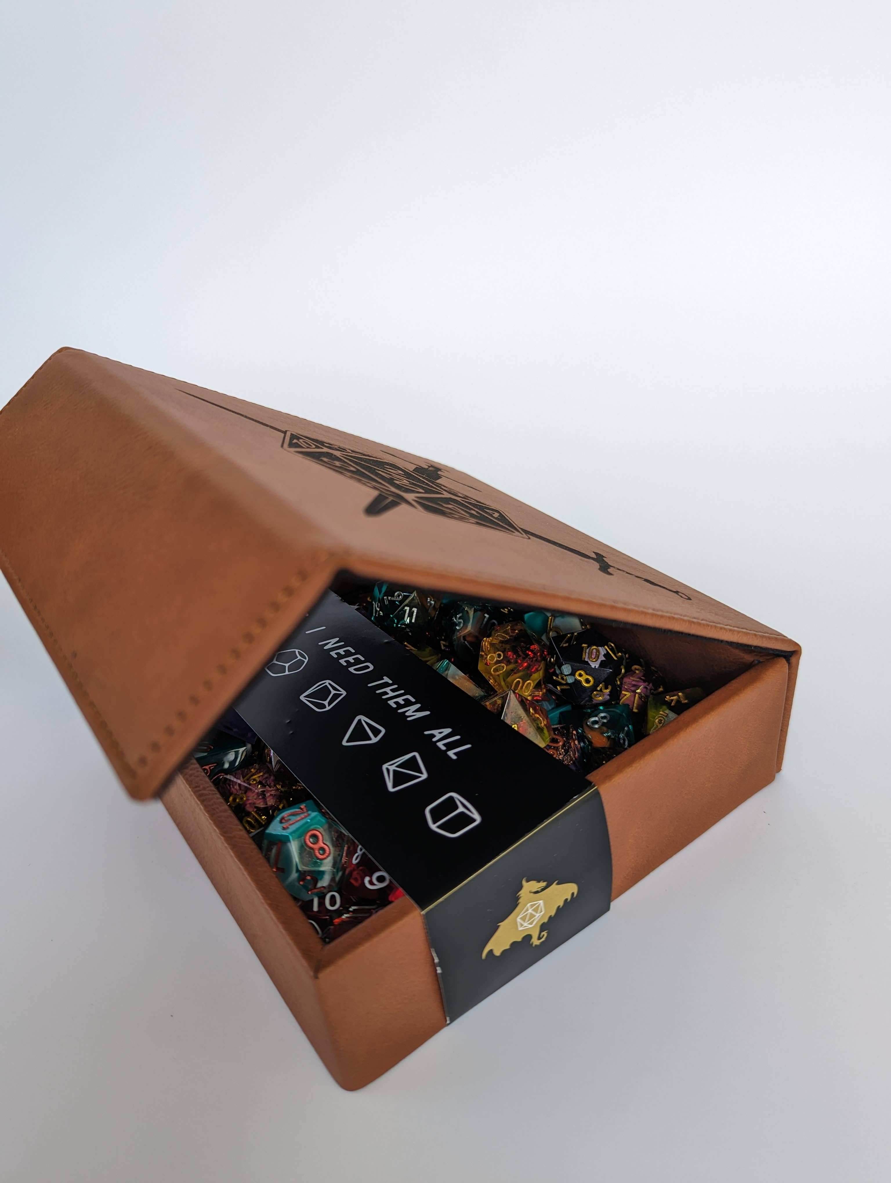 Kraken of Holding - D&D - Vegan Leather Dice Box - Chestnut