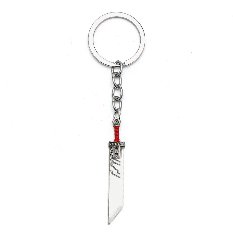 FF7 Game Final Fantasy Weapon Model Cloud Strife Buster Sword Keychain Men Metal Zack Knife Key Chains Cosplay Llaveros