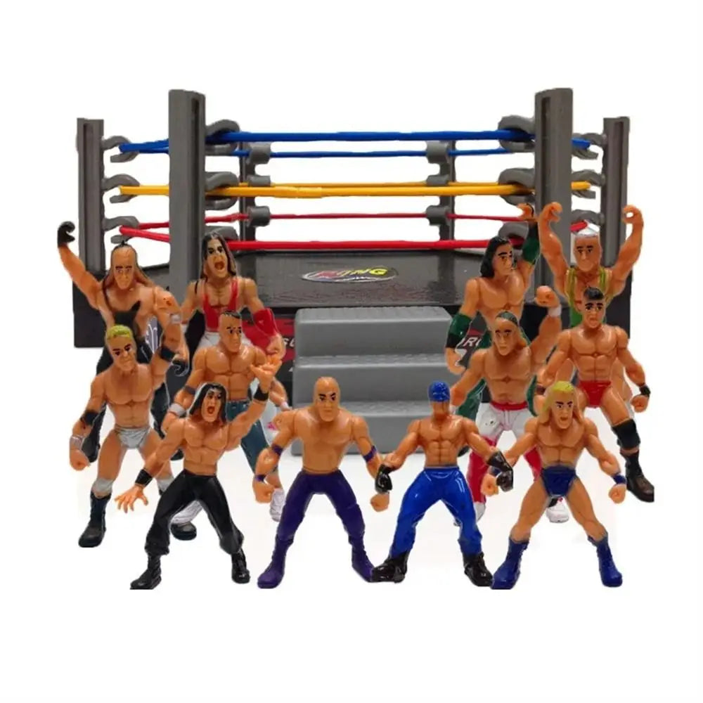 Fighting Station Wrestling Toys Wrestler Athlete Arena Cage Wrestling Figure Action Figures Assembled Gladiator Model Set