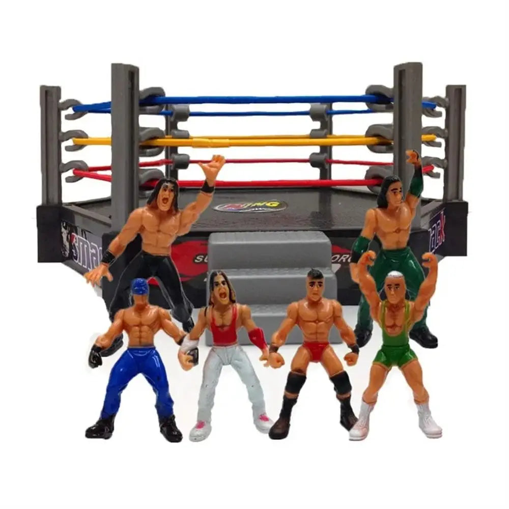 Fighting Station Wrestling Toys Wrestler Athlete Arena Cage Wrestling Figure Action Figures Assembled Gladiator Model Set