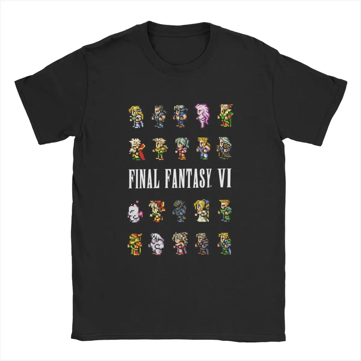 Final Fantasy 6 VI Sprites Men's  Cotton t-shirts Neck Short Sleeve