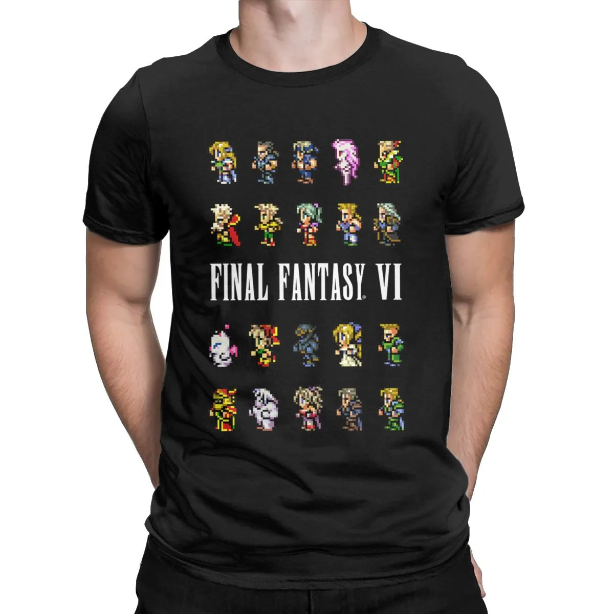 Final Fantasy 6 VI Sprites Men's  Cotton t-shirts Neck Short Sleeve