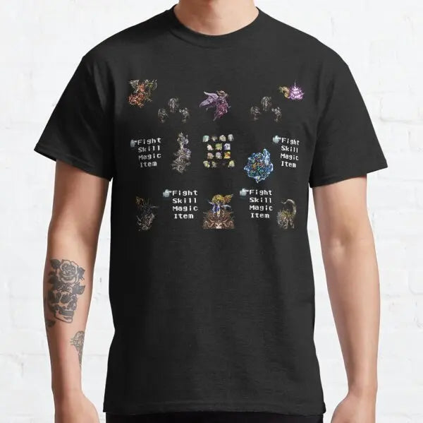 Final Fantasy 6 VI Sprites Men's  Cotton t-shirts Neck Short Sleeve