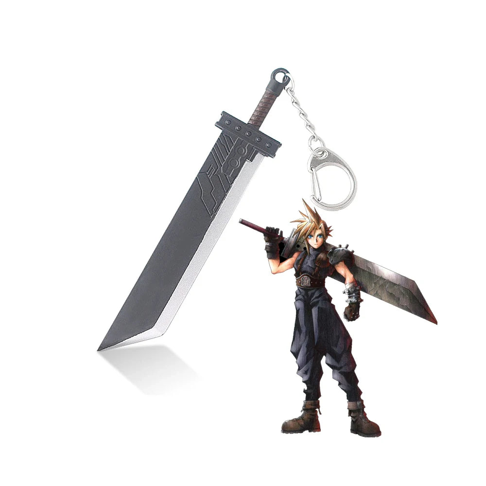 Final Fantasy 7 Cloud Buster Sword Keychain Cloud Strife's Weapon Metal Pendant Key Chain for Men Jewelry