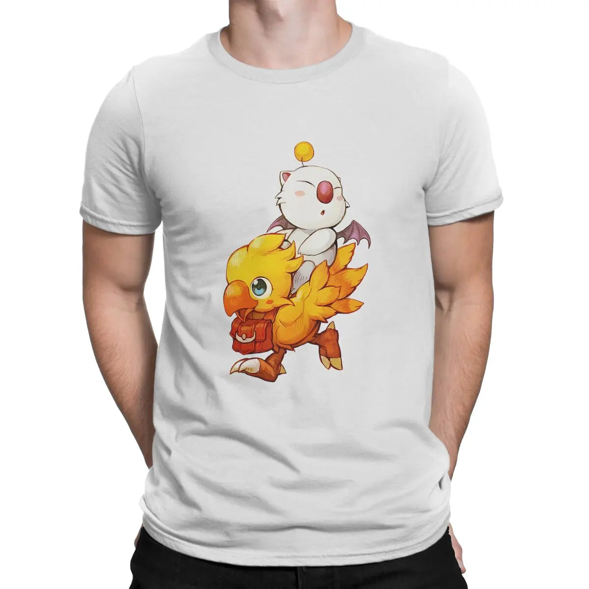 Final Fantasy Chocobo Moogle Tshirt Graphic Men Tops  Fashion Summer Polyester Streetwear Harajuku T Shirt