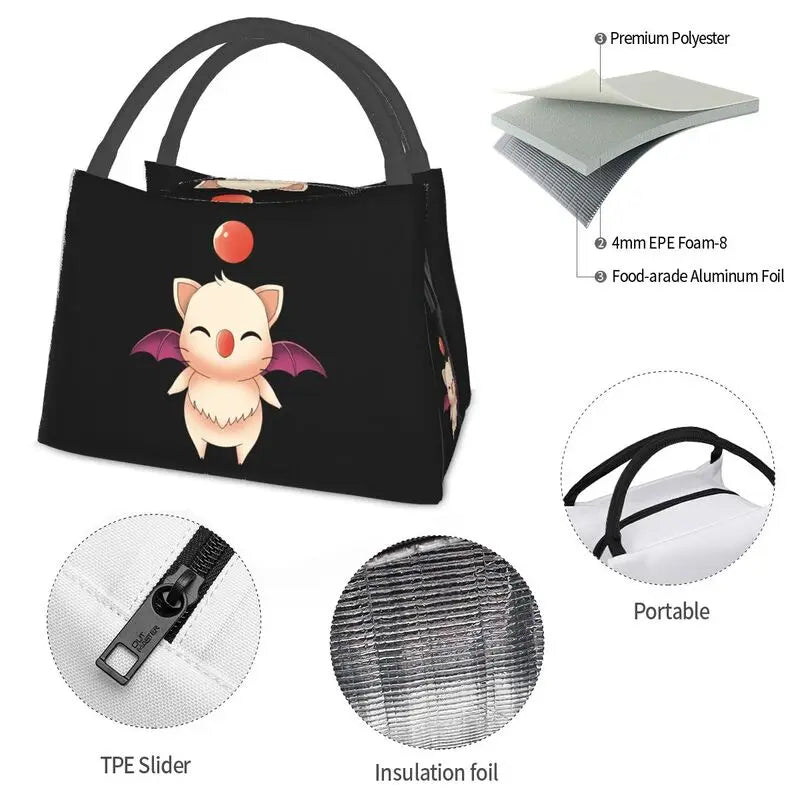 Final Fantasy Moogle Portable Lunch Box Women Thermal Cooler Food Insulated Lunch Bag Hospital Office Pinic Container