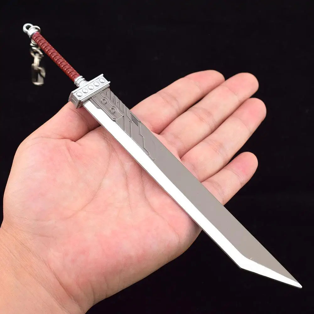 Final Fantasy Weapon Cloud Strife Buster Sword Keychain 22cm Metal Anime Game Samurai Uncut Blade Weapon Model Gifts Toy for Boy