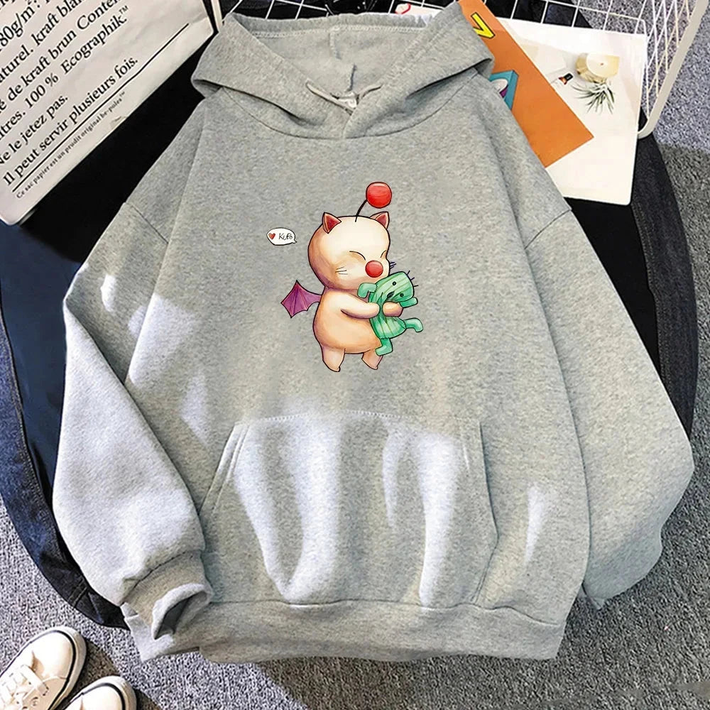 Final Fantasy XIV Moogles Game Sweatshirts Men Harajuku Anime Clothes Fashion Streetwear Hoodies Autumn Casual Long Sleeve Tops