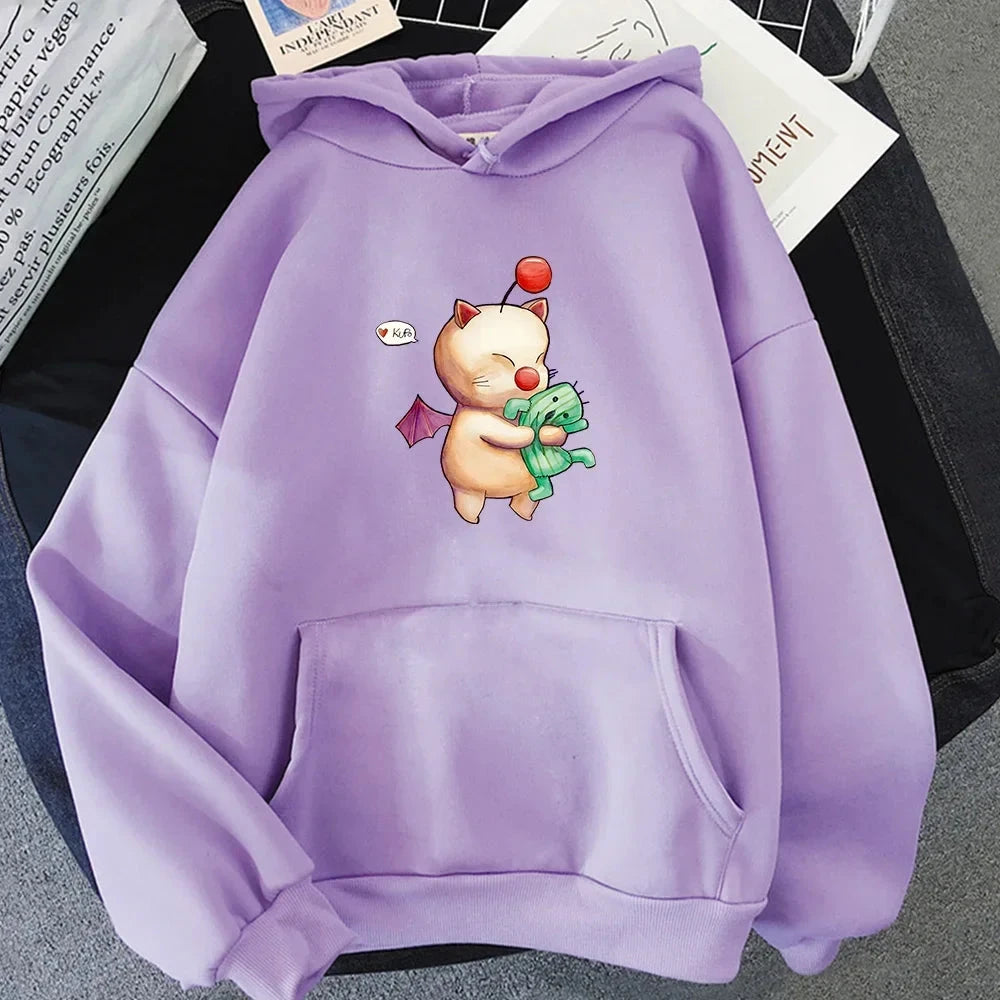 Final Fantasy XIV Moogles Game Sweatshirts Men Harajuku Anime Clothes Fashion Streetwear Hoodies Autumn Casual Long Sleeve Tops