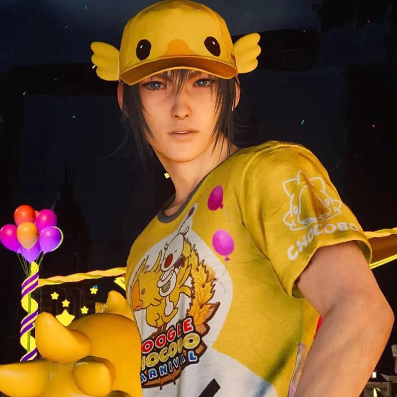 Final Fantasy XV FF15 Noctis Lucis Caelum Lucis Cosplay T-shirt Hat Set FFXV Moogle Chocobo Carnival Cosplay Prop