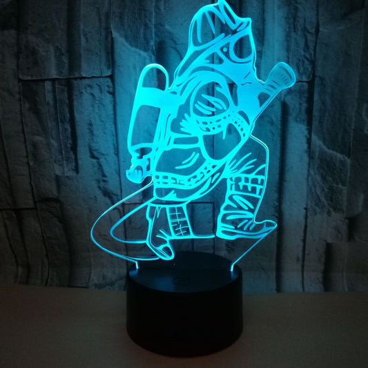 Firefighter 3D Small Night Lamp USB Colorful Touch Remote Control