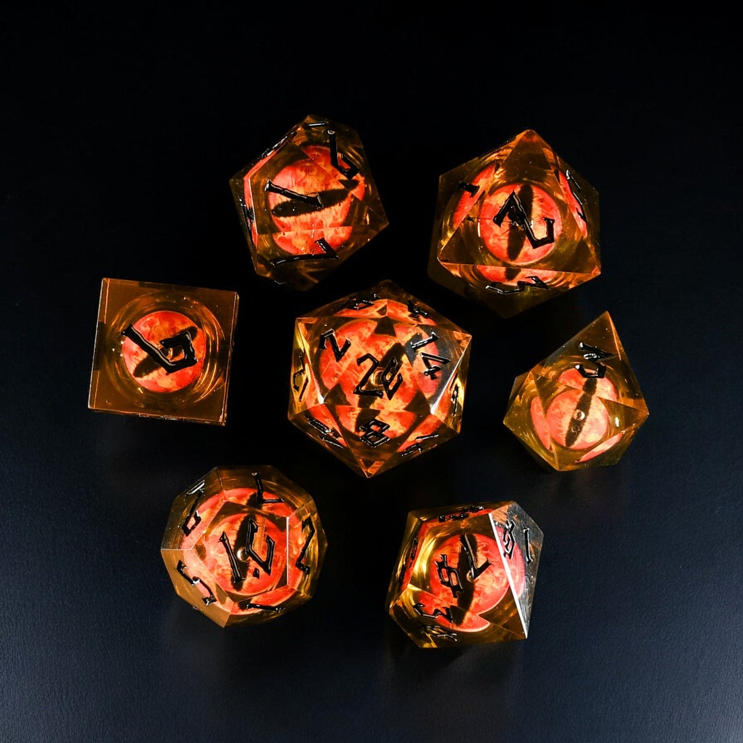 Flaming Eye Liquid Core Dice Set