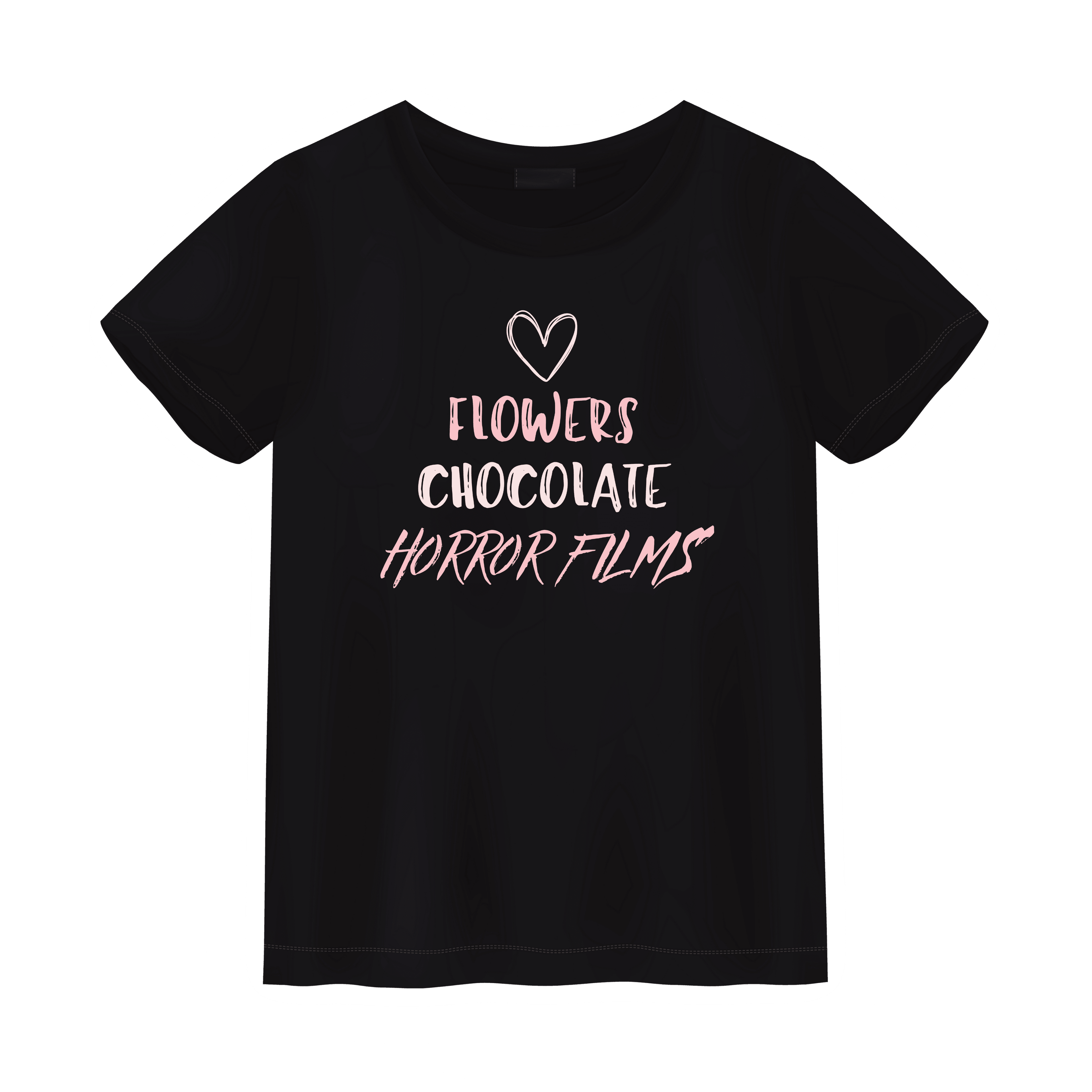 Flowers, Chocolate, Horror Films Unisex Shirt - S