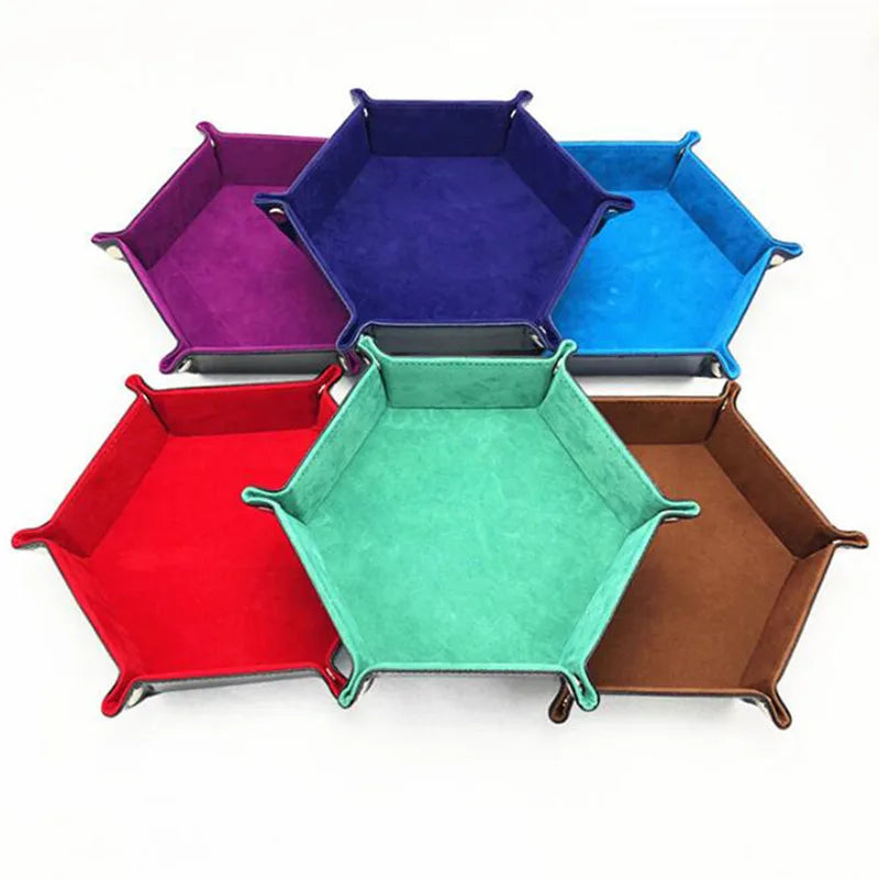 Folding Hexagonal Dice Game Tray Dice Tray Foldable Storage Box Tray Desktop Storage Box Household Storage Utensils