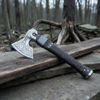 Viking Style Engraved Axe | Handcrafted Leather Wrapped Handle