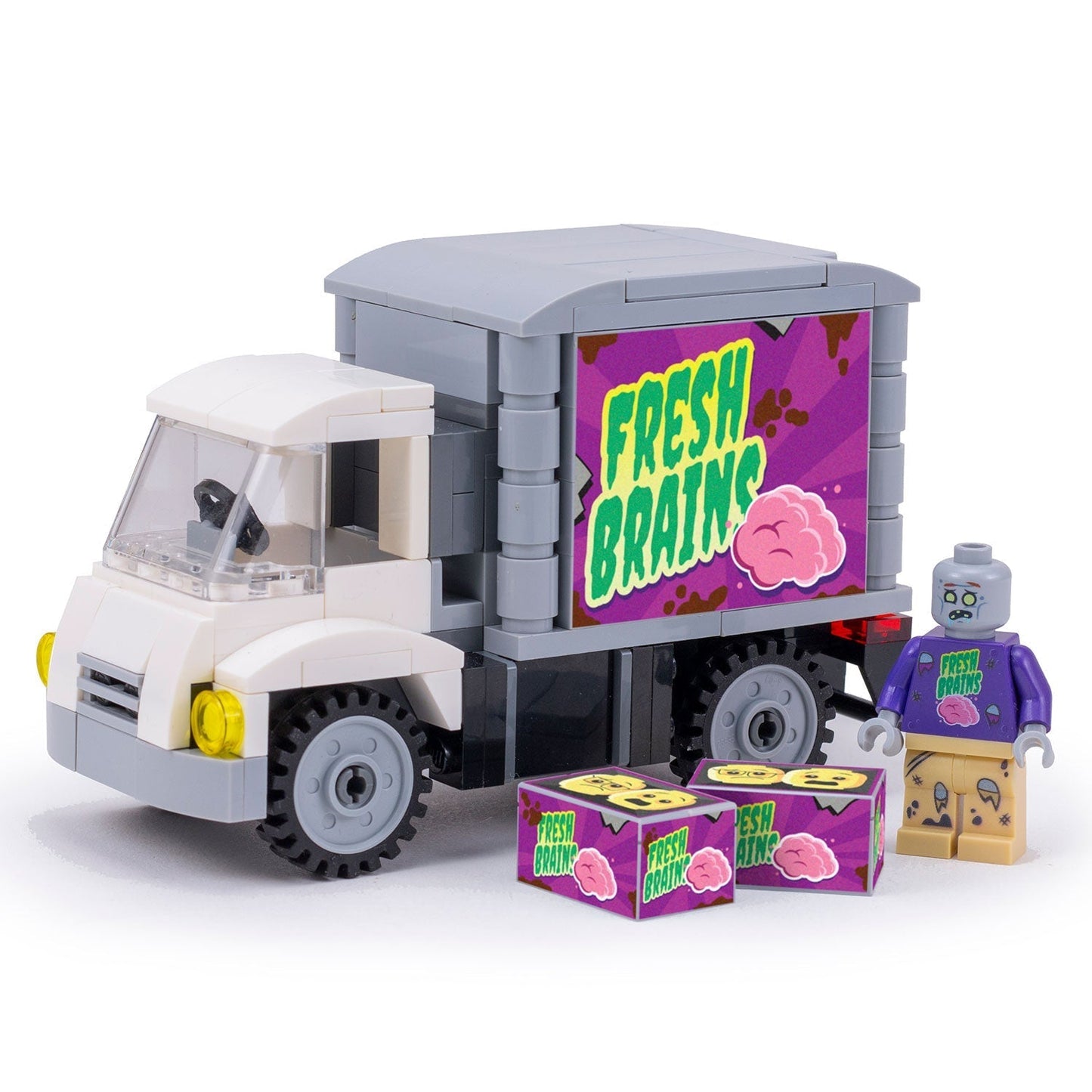 Fresh Brains Zombie Delivery Truck w/ Custom Minifig made using LEGO parts - B3 Customs