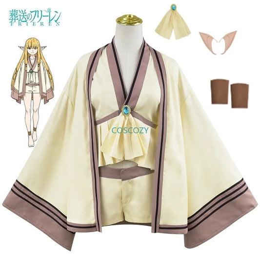 Frieren Cosplay Costume Anime Frieren: Beyond Journey's End Cloak Top Shorts Elf Ears Magician Uniform