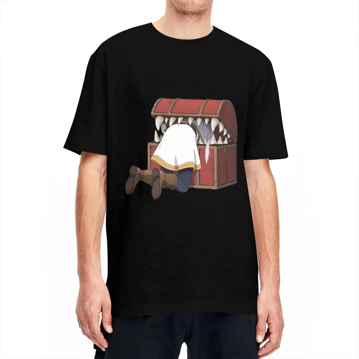 Frieren Eaten By Mimic T Shirt Men's Cotton Clothing Funny Round Neck Short Sleeve