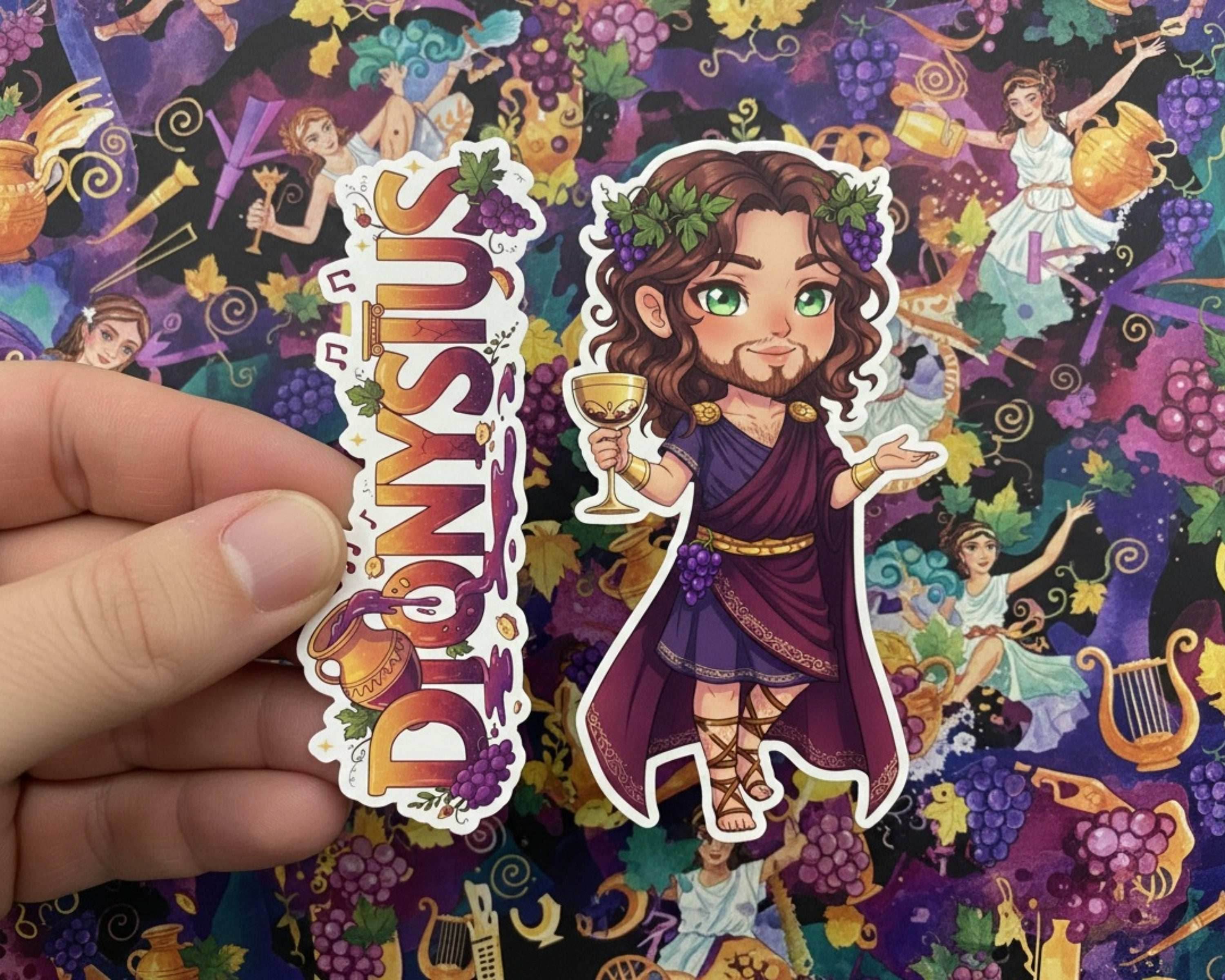 Dionysus Sticker and Magnet – Lyaeus Mythkins™ – Greek God of Wine and Festivity | Waterproof & UV-Proof - Sticker / Mini