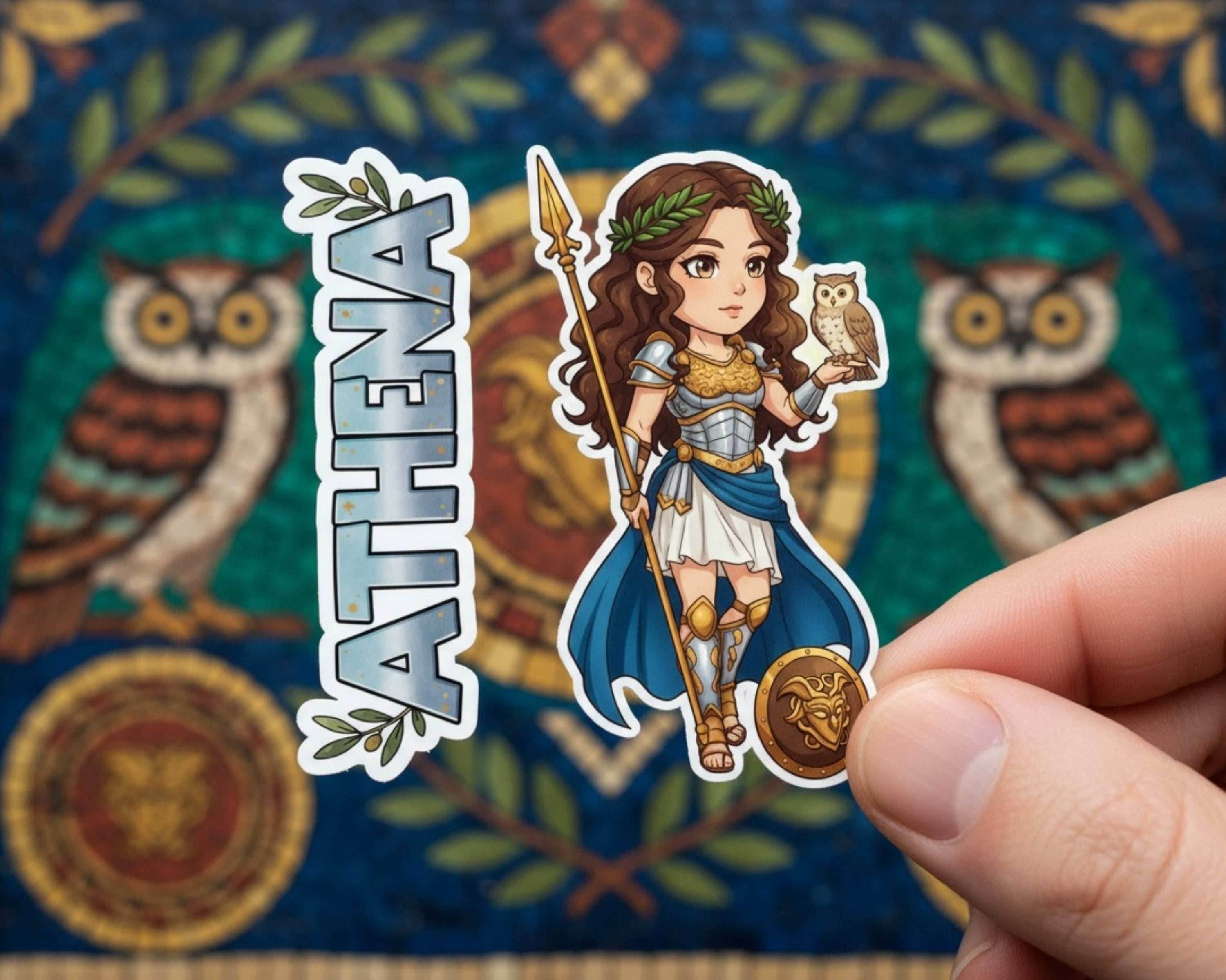 Athena Sticker and Magnet – Pallas Mythkins™ – Greek Goddess of Wisdom and Strategy | Waterproof & UV-Proof - Sticker / Mini