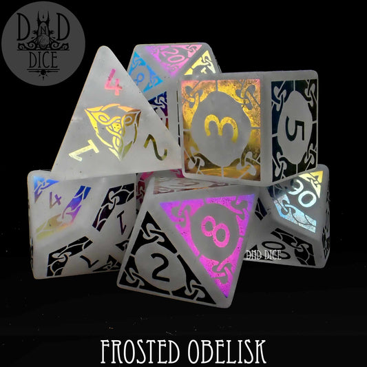 Frosted Obelisk Quartz Dice Set (Gift Box)