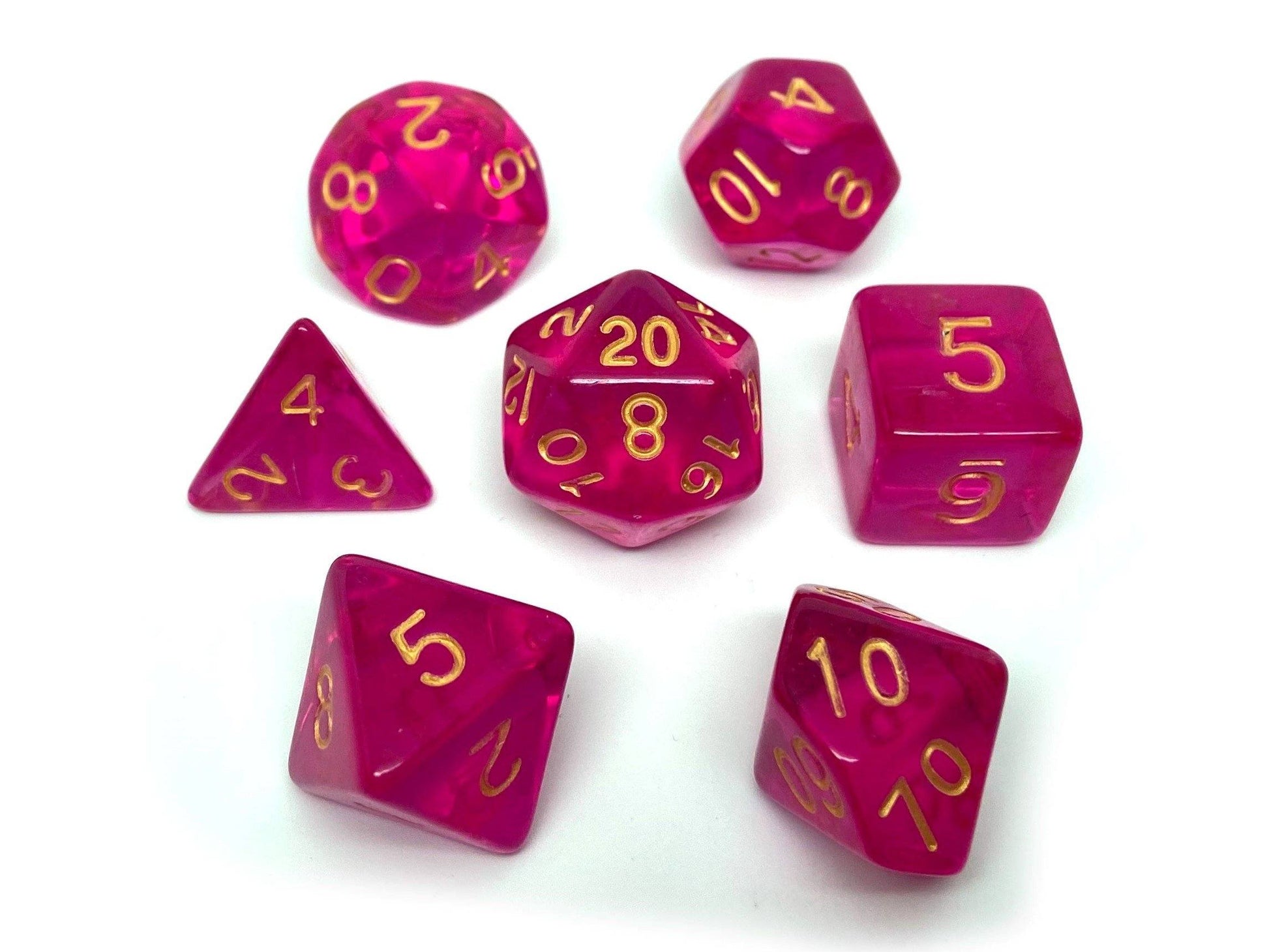 Fuchsia Translucent Dice Collection - 7 Piece Set