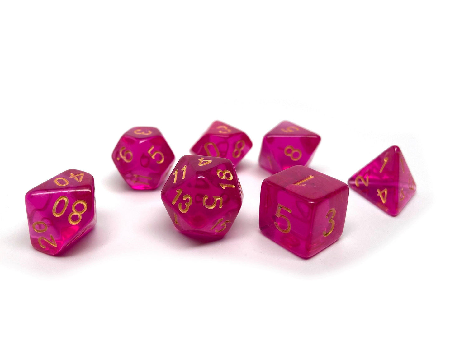 Fuchsia Translucent Dice Collection - 7 Piece Set