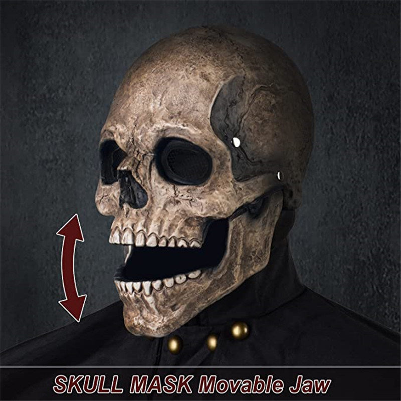 Full Head Skull Mask Carnival Adults Realistc Anonymous Halloween Moveable Mouth Jaw Anime Horror Helmet Skeleton Headgear Masks