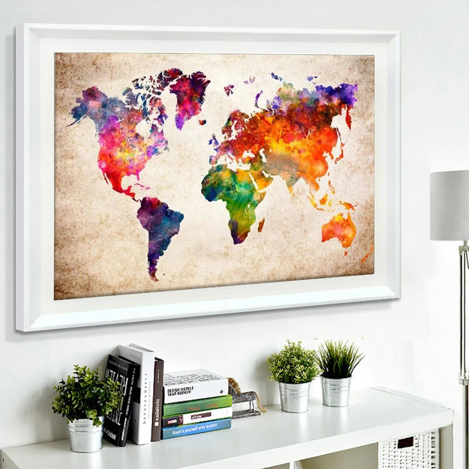 Full Square /Round Diamond Painting World Map 5D DIY Diamond Embroidery Sale Landscape Mosaic Picture Of Rhinestone Home Decor